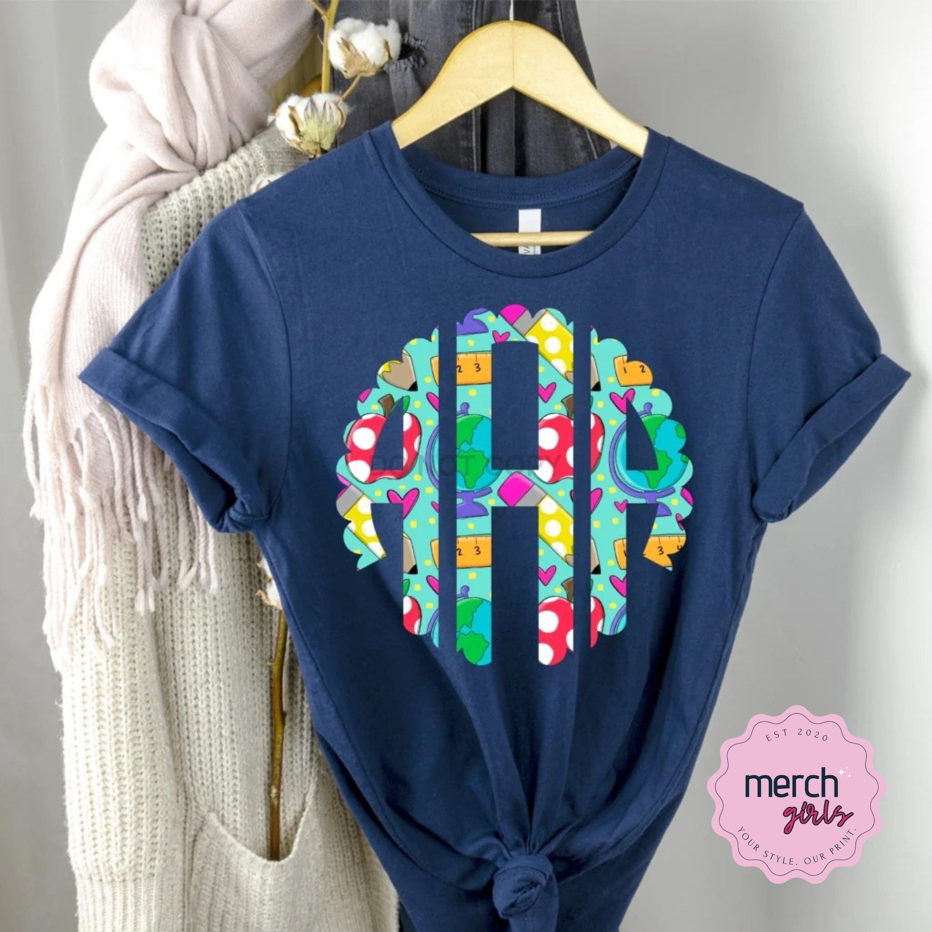 Back To School Doodle Monogram Graphic Tee