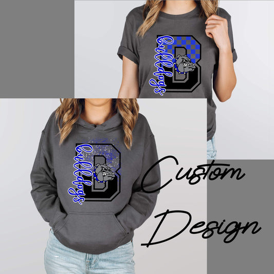 Custom Checkered/Splatter Varsity Mascot Design Mockup- No Physical Item!