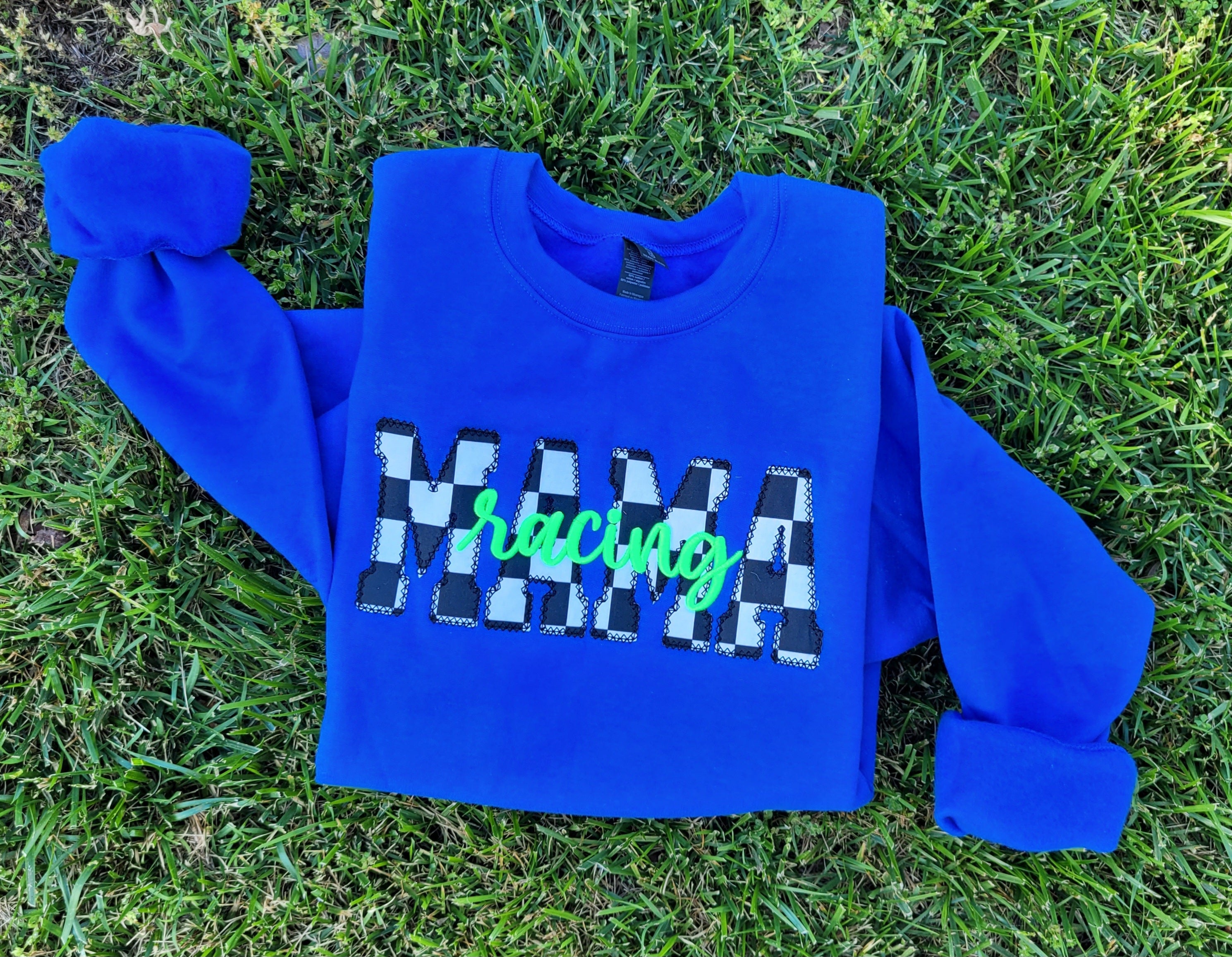 Custom Diamond Edge Applique with 3D Embroidered Text Shirt