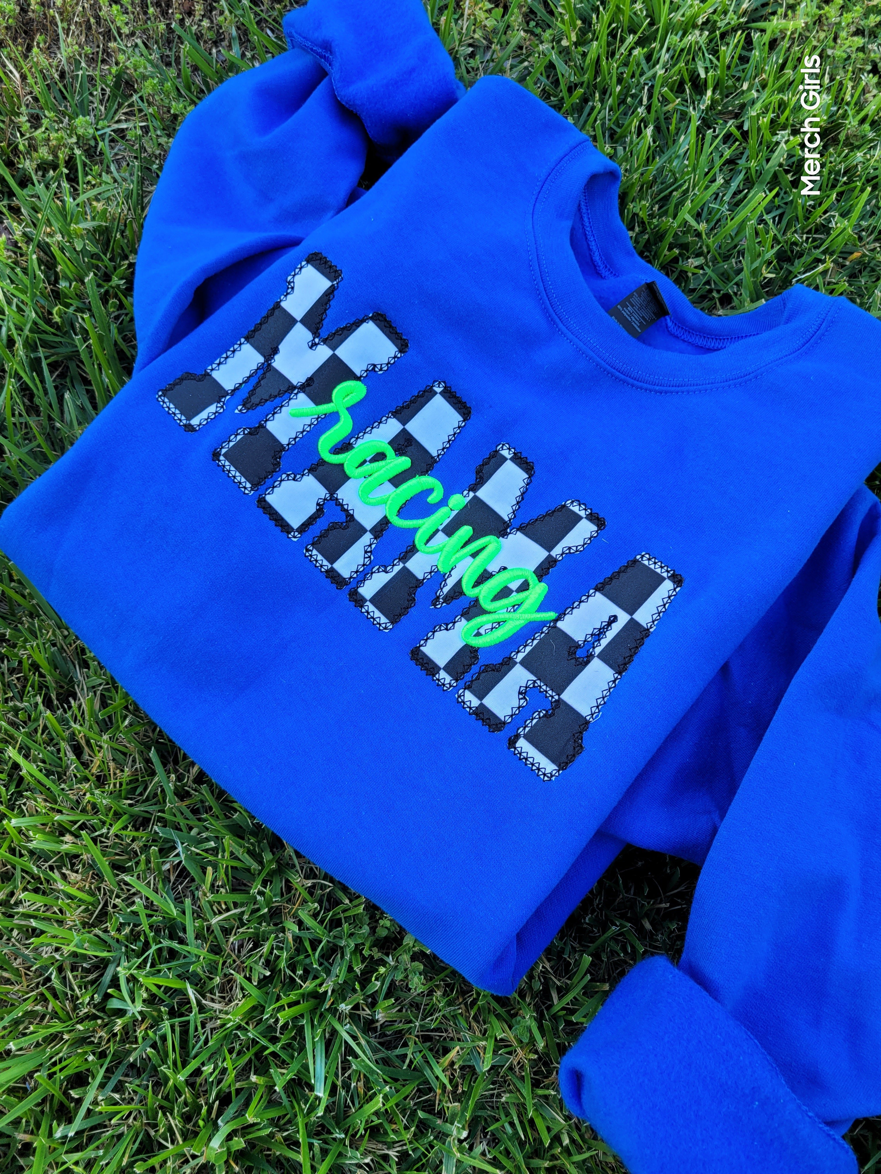 Custom Diamond Edge Applique with 3D Embroidered Text Shirt