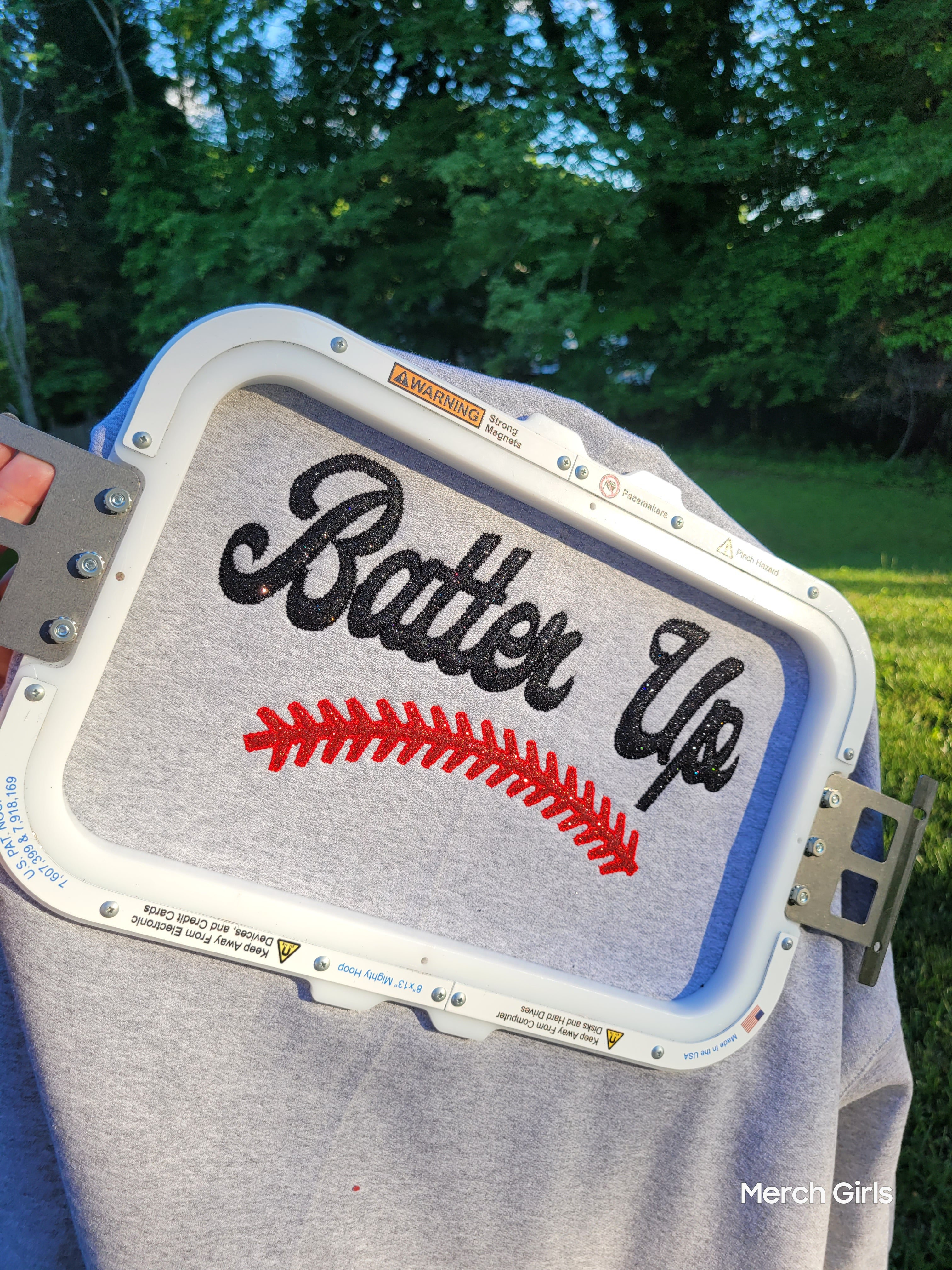Batter Up Baseball Sequin or Glitter Applique Embroidered Shirt