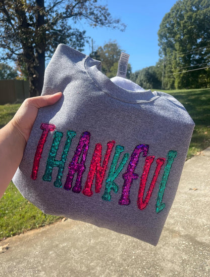 Thankful Colorful Applique Sweatshirt