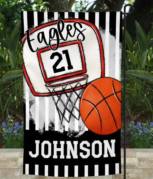 Black Basketball Garden Flag