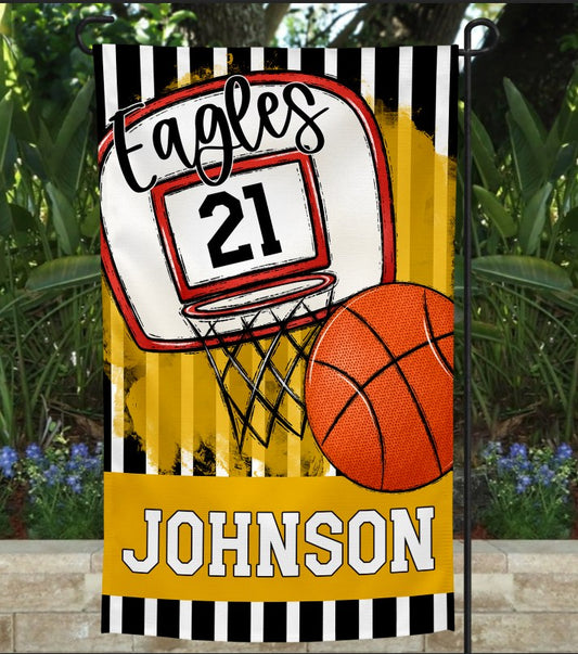 Yellow Gold Basketball Garden Flag