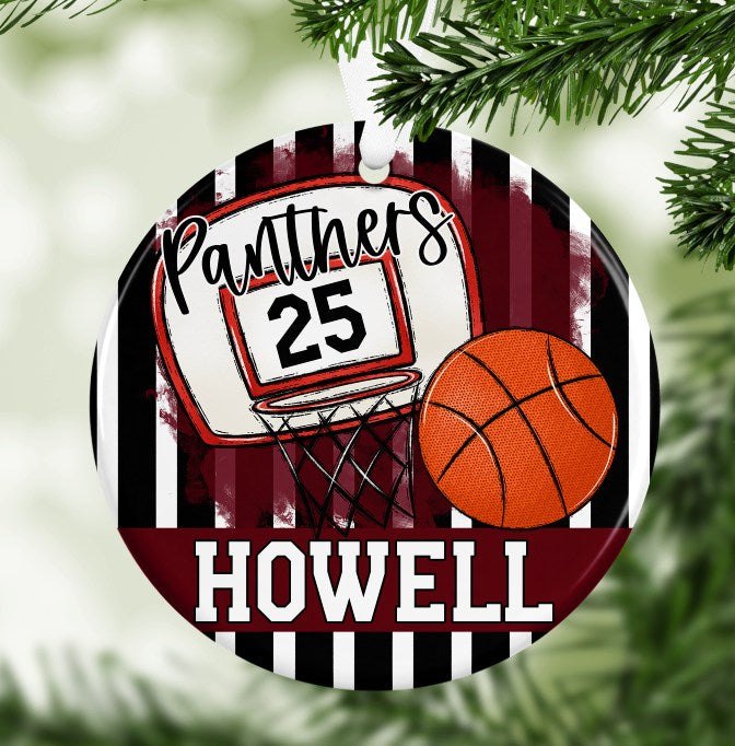 Maroon Basketball Bag Tag/Ornaments/Car Charm