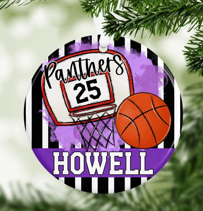 Purple Basketball Bag Tag/Ornaments/Car Charm