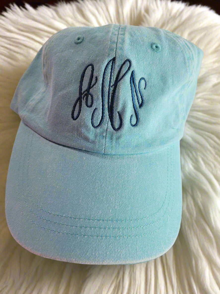 Embroidered Monogram Pigment-Dyed Twill Hat | Quick Ship