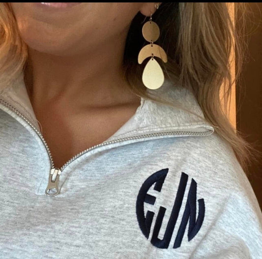 Monogram Embroidered Quarter Zip Unisex Fleece