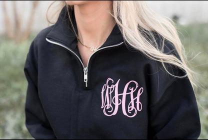 Monogram Embroidered Quarter Zip Unisex Fleece