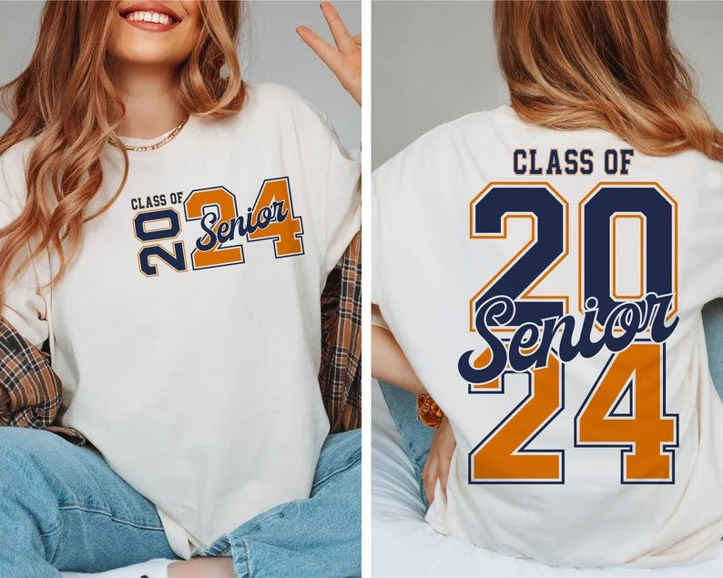 Class of 2024 Senior Orange and Navy DTF Transfer