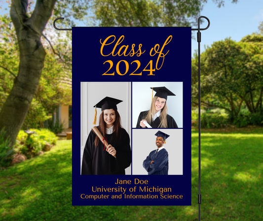 Class of 2024 Senior Three Photo Garden Flag