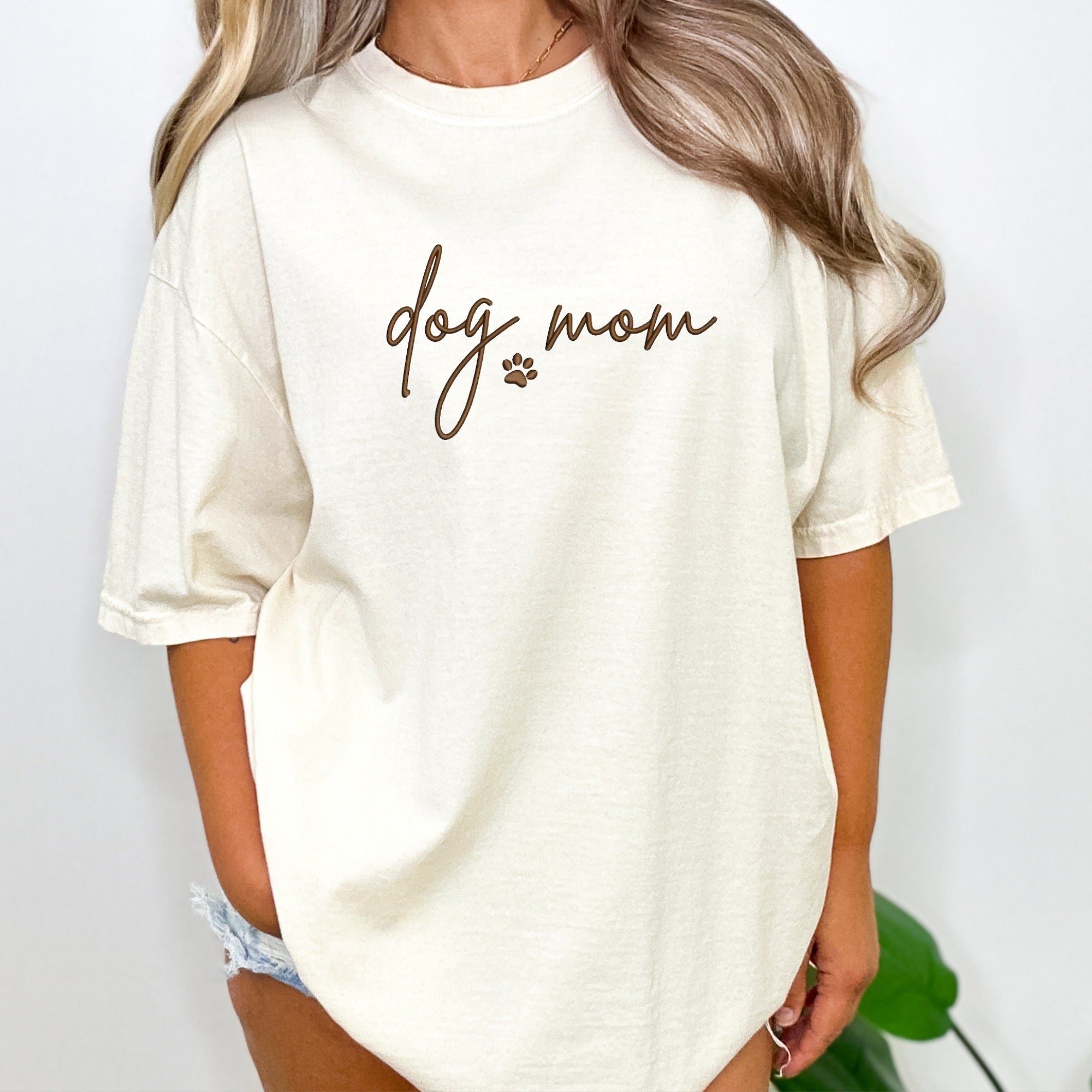 Dog Mom Embroidered Shirt