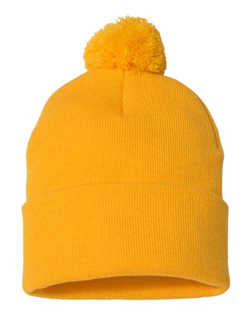 Add Your Own Varsity Style Text Personalized Custom Embroidered Pompom Beanie/Toboggan/Hat