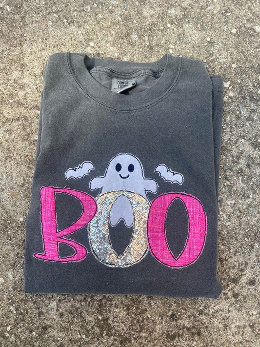 Boo Applique Embroidered Comfort Color Tee