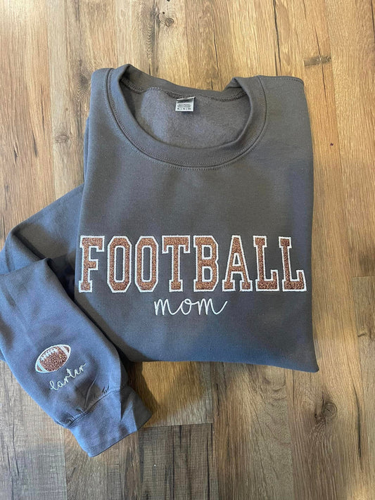 Sport Mom with Name and Icon on sleeve Embroidered CC Short Sleeve/Sweatshirt