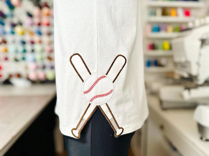 Baseball Split Sides Applique Embroidered Sweatshirt with Optional Front