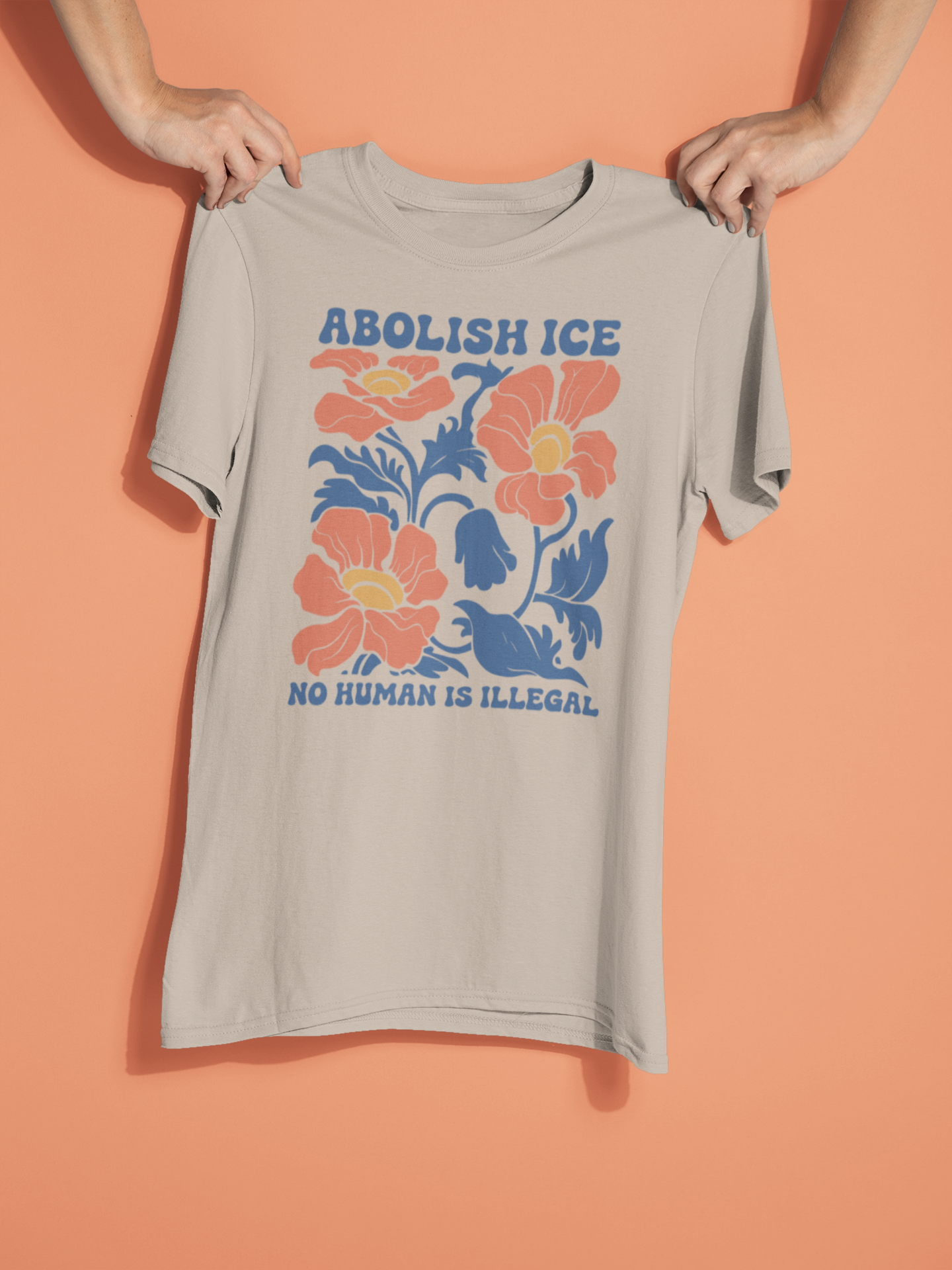 Abolish ICE No Human Is Illegal Graphic Tee