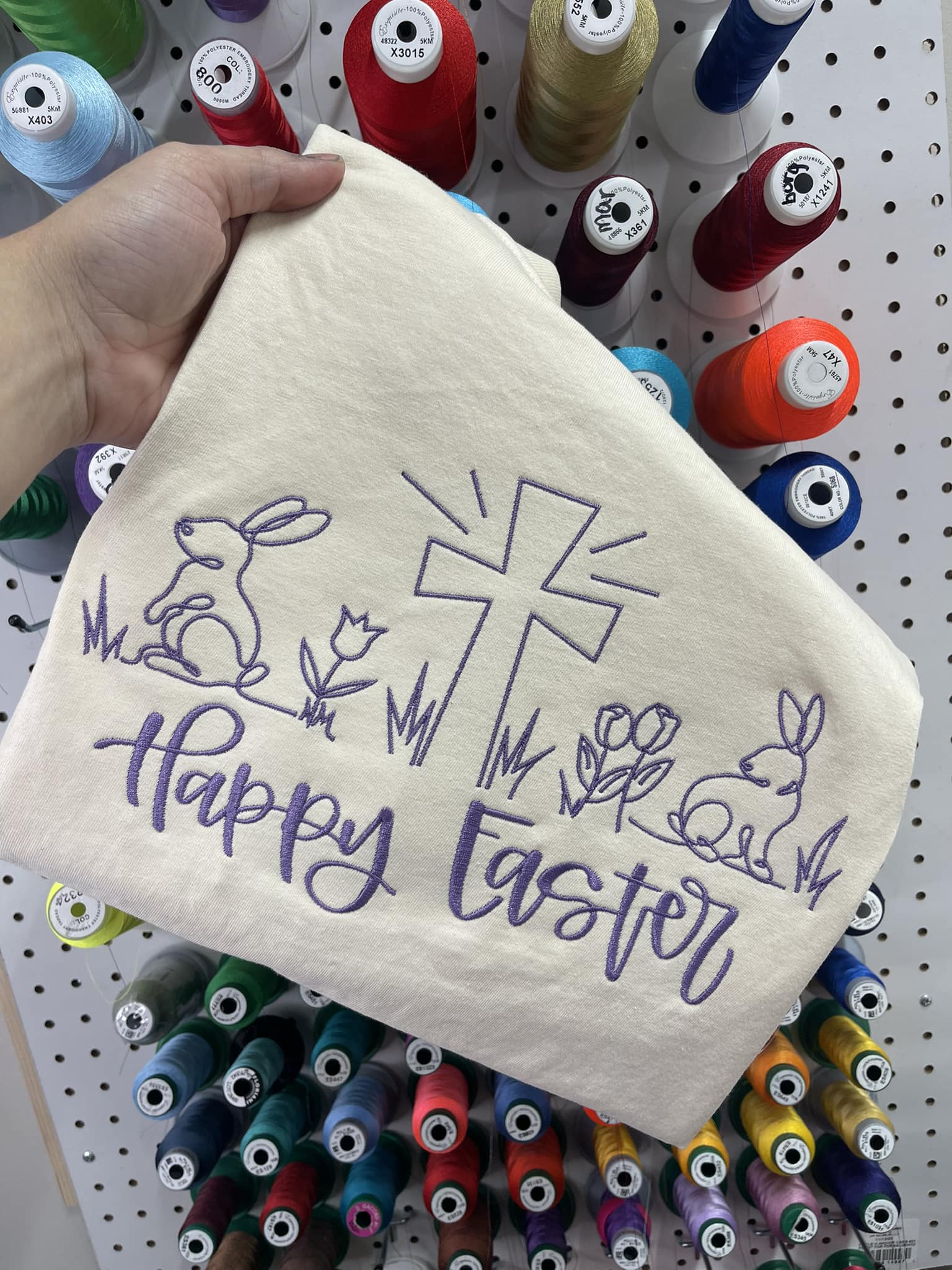 Happy Easter Icons Embroidered Shirt | QUICK SHIP