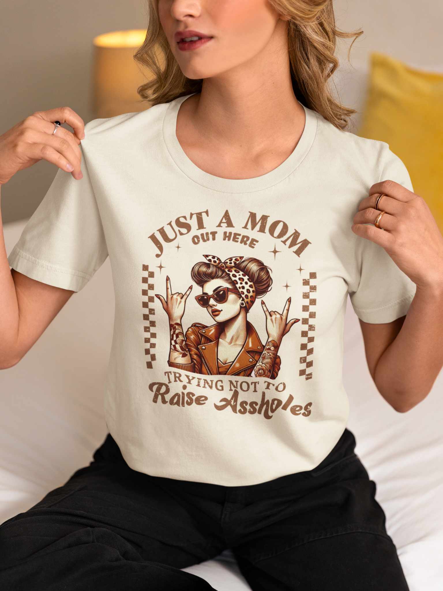 Just A Mom Trying Not to Raise Assholes Graphic Tee