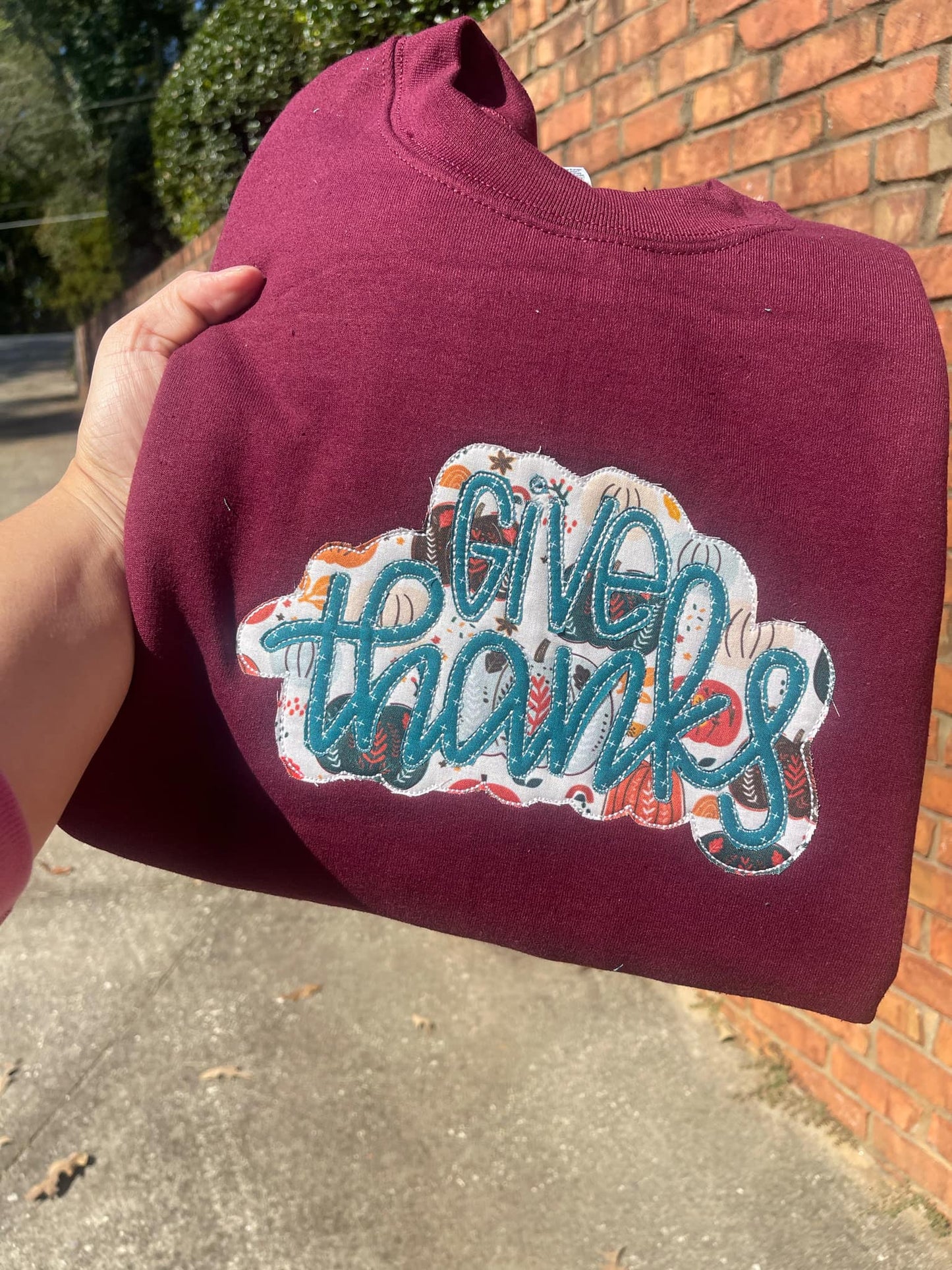 Give Thanks Embroidered Sweatshirt