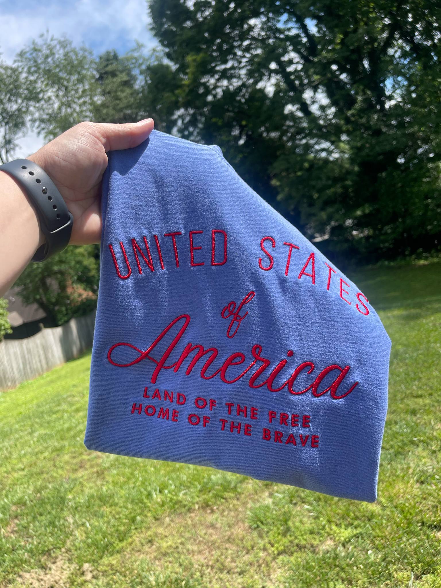United States of America Embroidered Comfort Color Tee | QUICK SHIP
