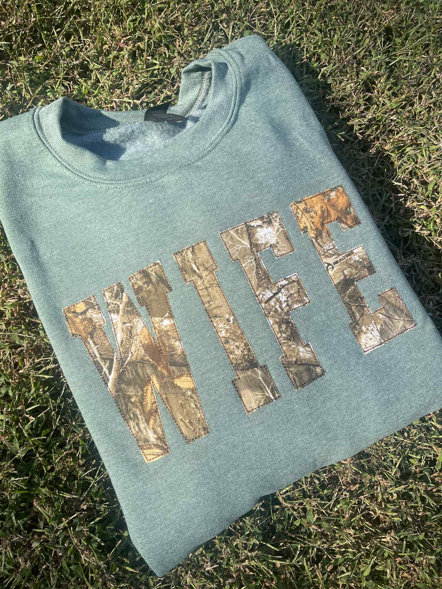 Custom Camo Applique Embroidered Sweatshirt