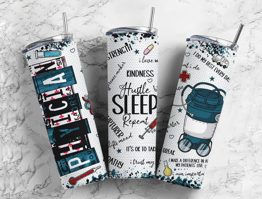 Physician Hustle Sleep Repeat Completed 20oz Skinny Tumbler