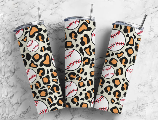 Leopard Baseball Completed 20oz Skinny Tumbler