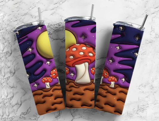 Mushroom Moon Inflated Style Completed 20oz Skinny Tumbler