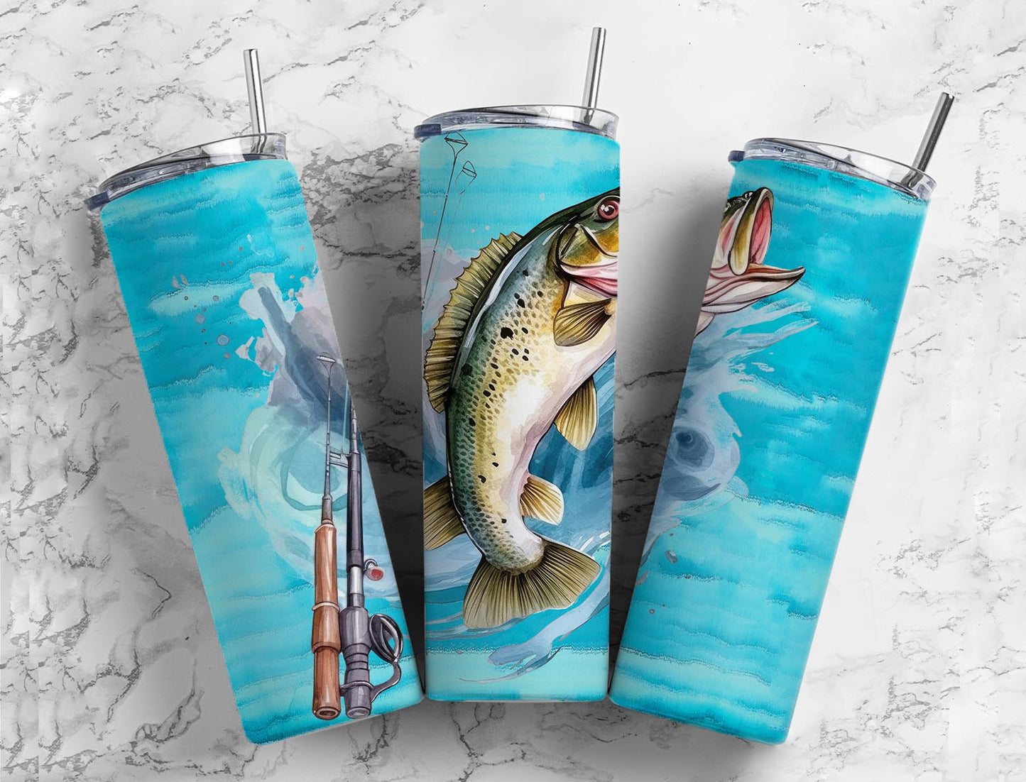 Bass Fishing Completed 20oz Skinny Tumbler