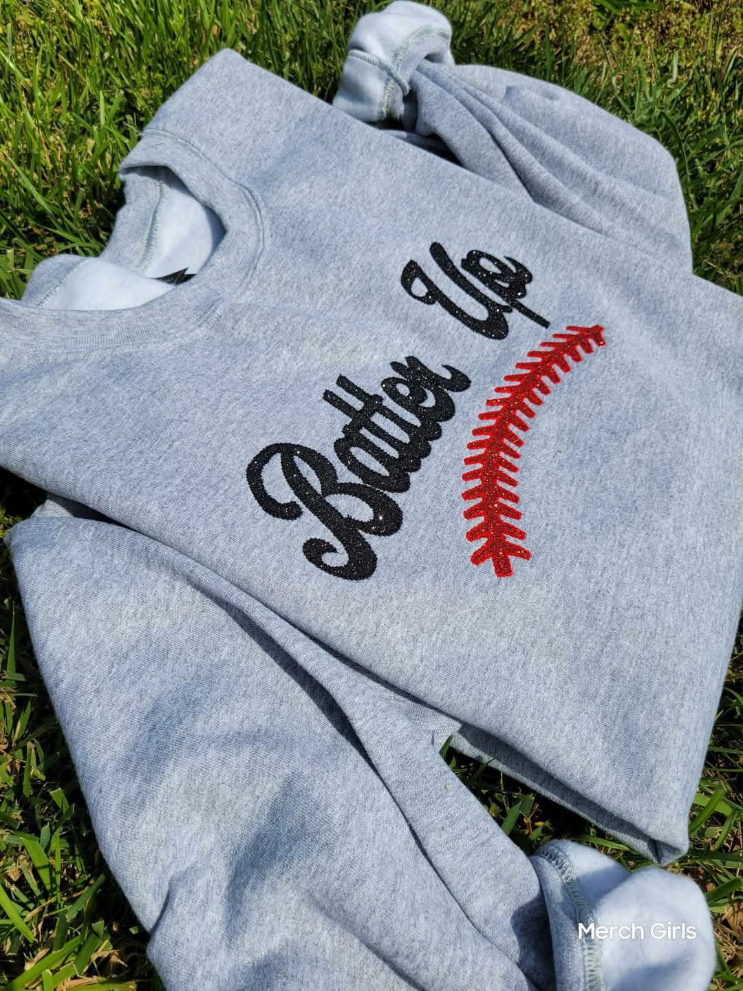 Batter Up Baseball Sequin or Glitter Applique Embroidered Shirt