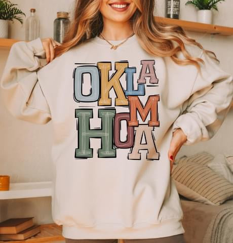 Oklahoma Boho Varsity Doodle Graphic Tee