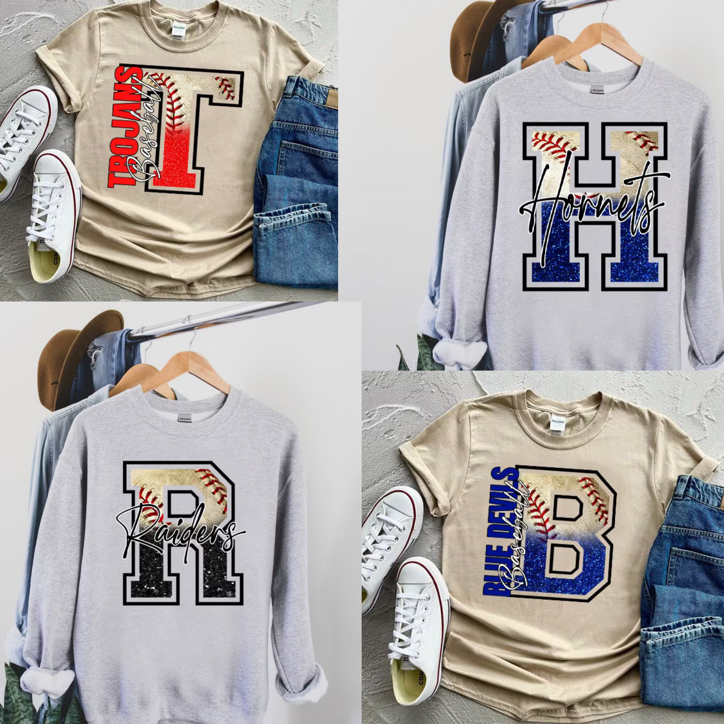 Baseball Varsity Letter Glitter Mascot Design Mockup- No Physical Item!