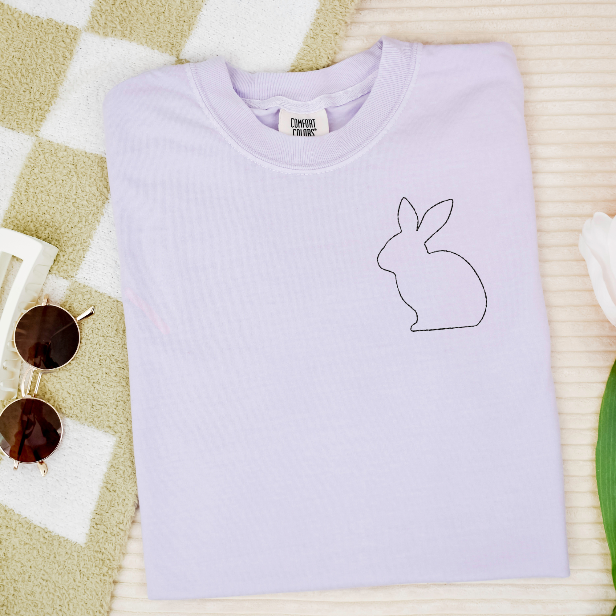 Stitched Bunny Left Chest Embroidered Comfort Color - QUICK SHIP