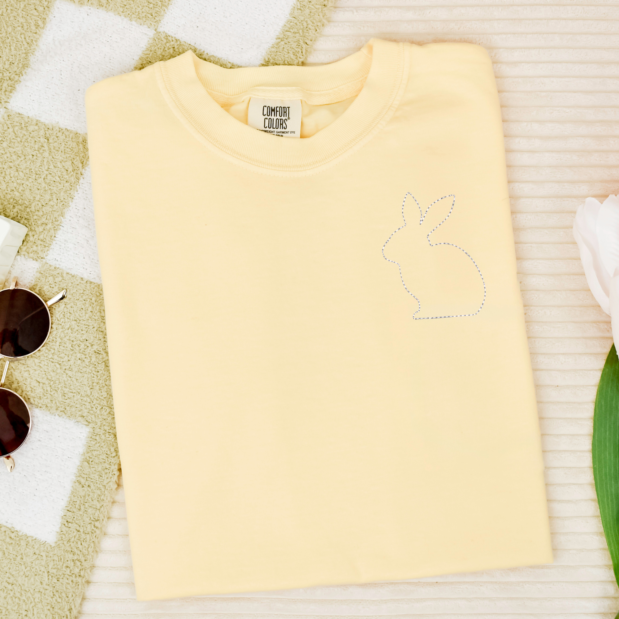 Stitched Bunny Left Chest Embroidered Comfort Color - QUICK SHIP