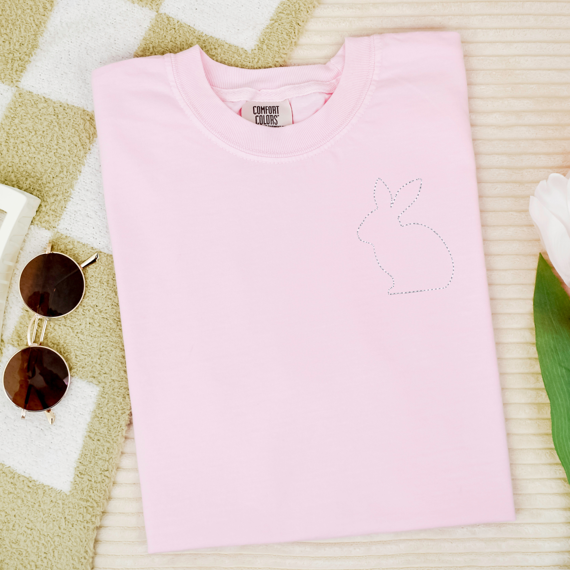 Stitched Bunny Left Chest Embroidered Comfort Color - QUICK SHIP