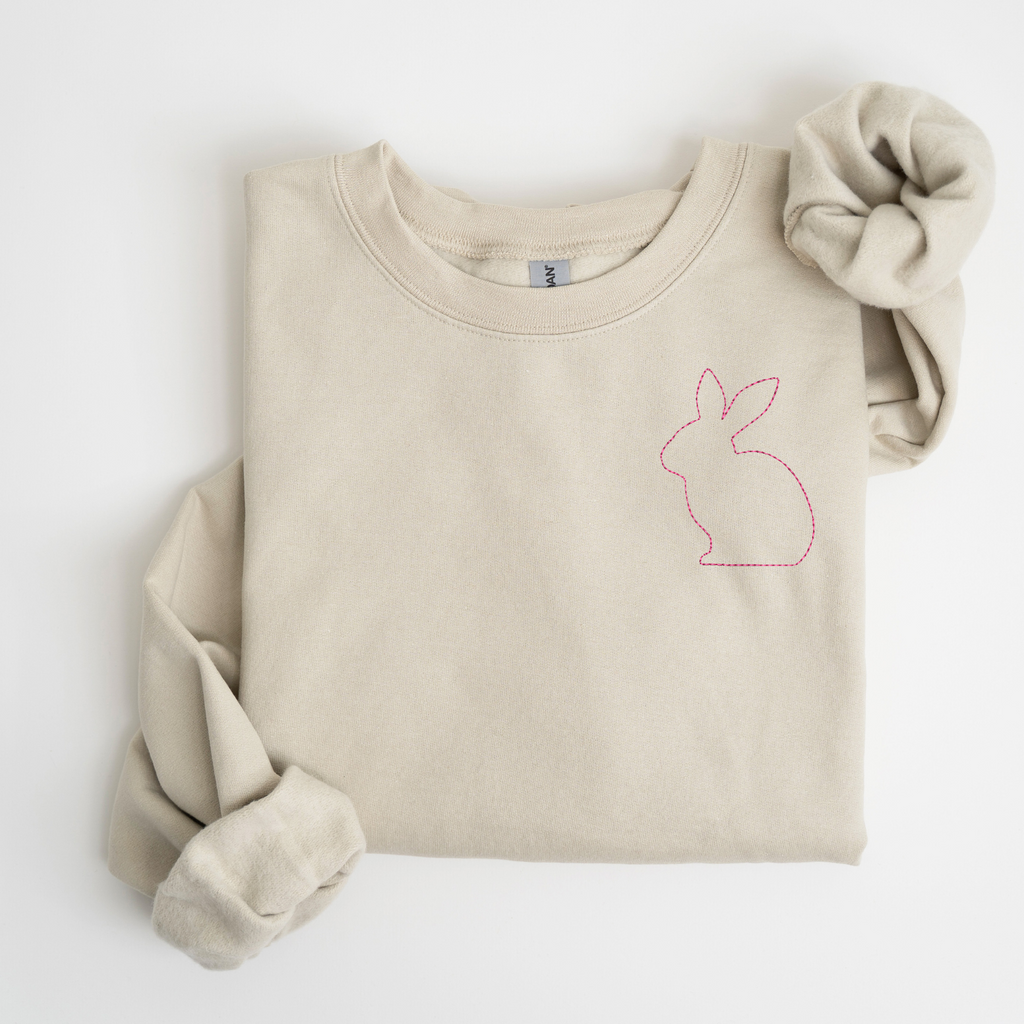 Stitched Bunny Left Chest Embroidered Sweatshirt | QUICK SHIP