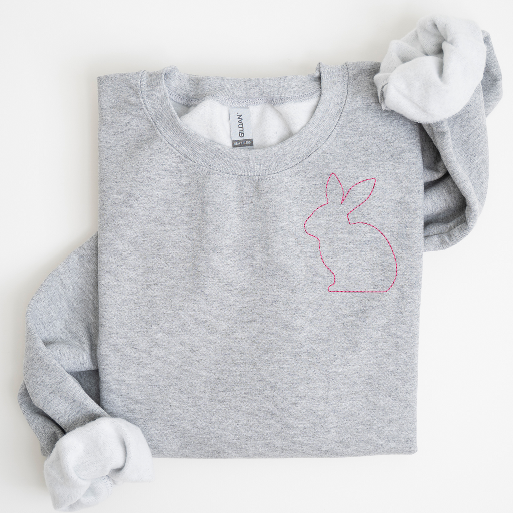 Stitched Bunny Left Chest Embroidered Sweatshirt | QUICK SHIP