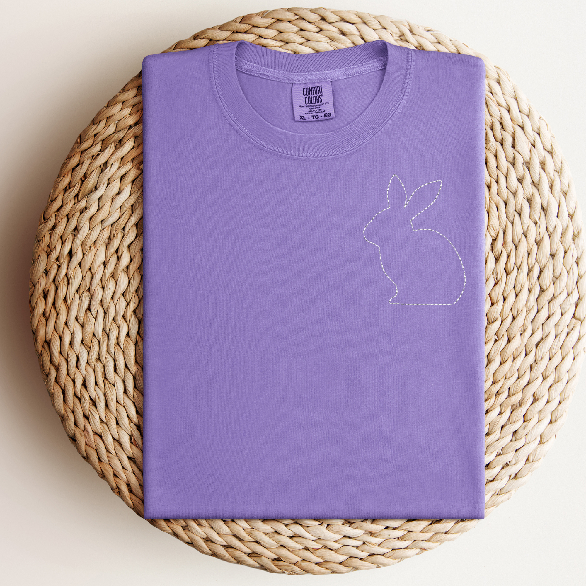 Stitched Bunny Left Chest Embroidered Comfort Color - QUICK SHIP