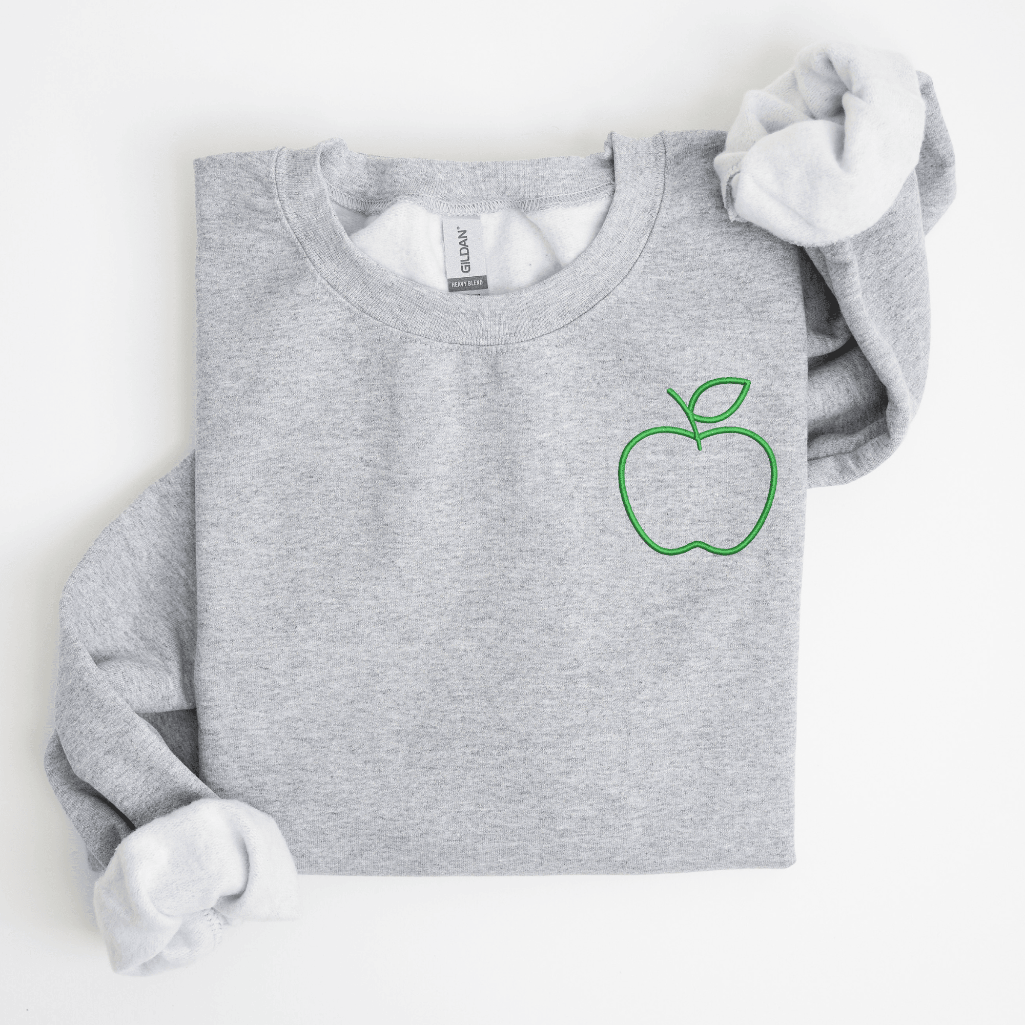 Teacher Apple Left Chest Embroidered Sweatshirt - QUICK SHIP