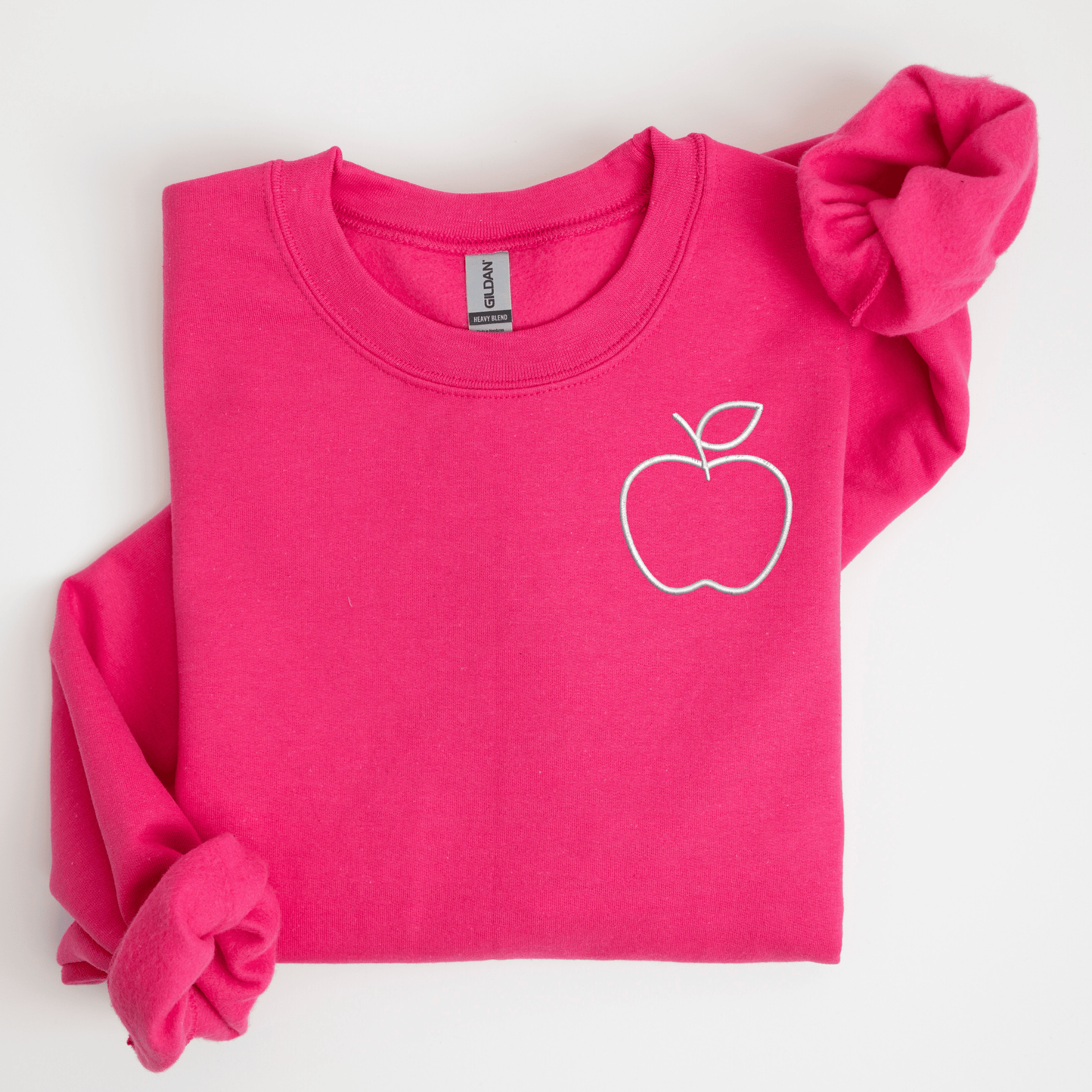 Teacher Apple Left Chest Embroidered Sweatshirt - QUICK SHIP