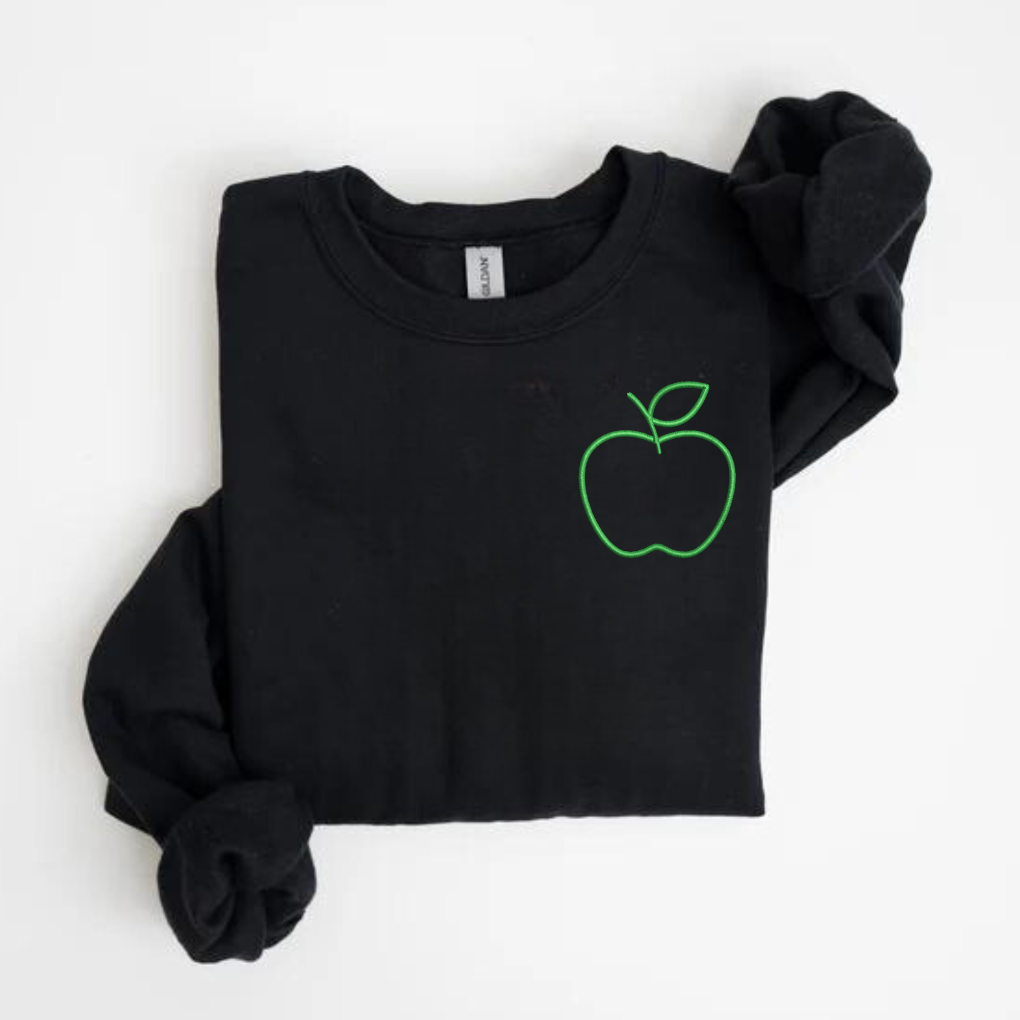 Teacher Apple Left Chest Embroidered Sweatshirt - QUICK SHIP