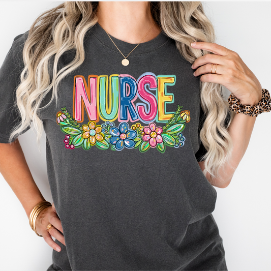 Nurse Spring Floral DTF Transfer