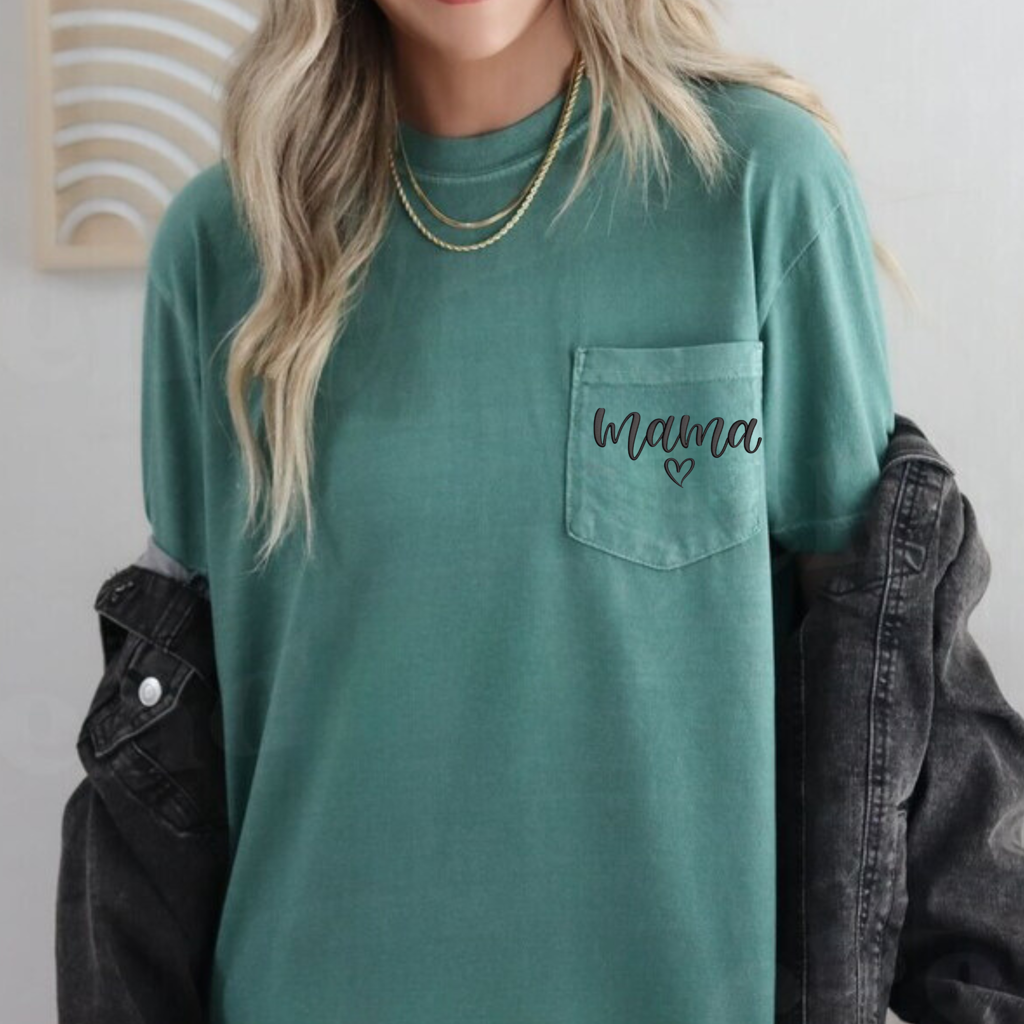 Mama Embroidered Comfort Color Tee - QUICK SHIP