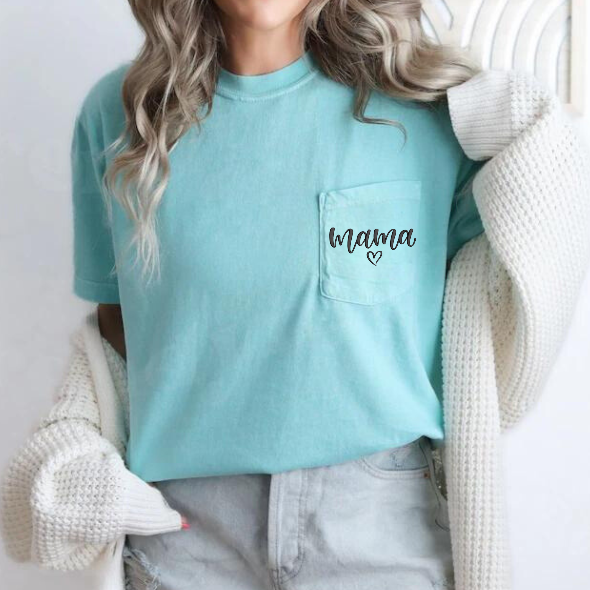 Mama Embroidered Comfort Color Tee - QUICK SHIP