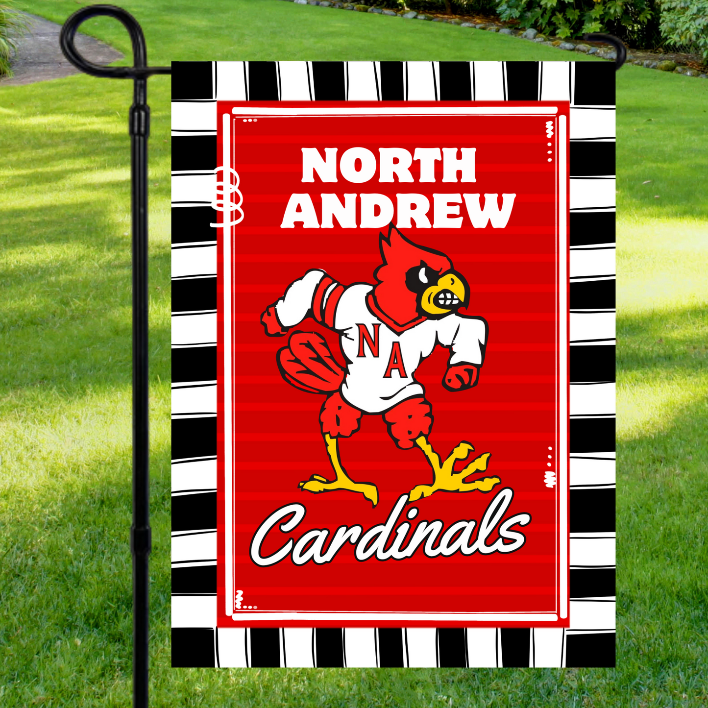 North Andrew Cardinals Garden Flag