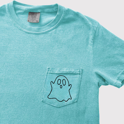 Ghost Embroidered Comfort Color Pocket Tee