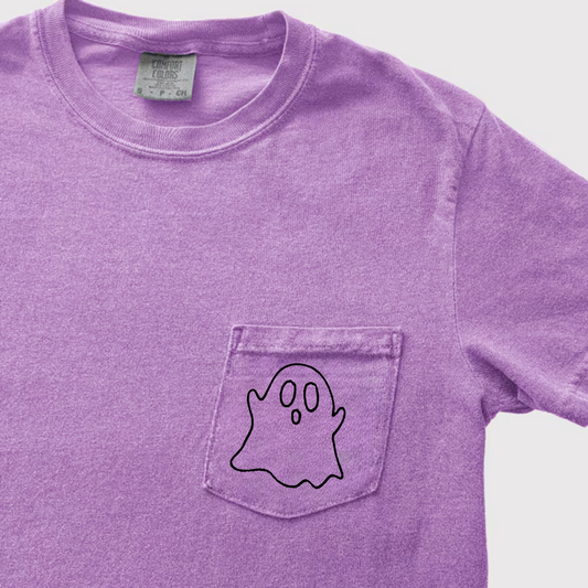 Ghost Embroidered Comfort Color Pocket Tee