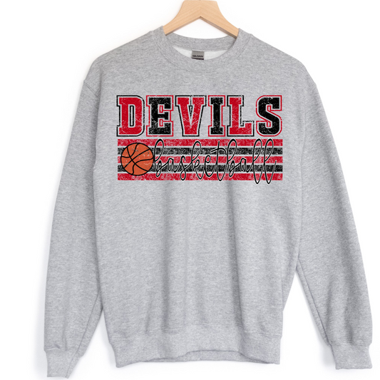 Devils Red and Black Basketball DTF Transfer