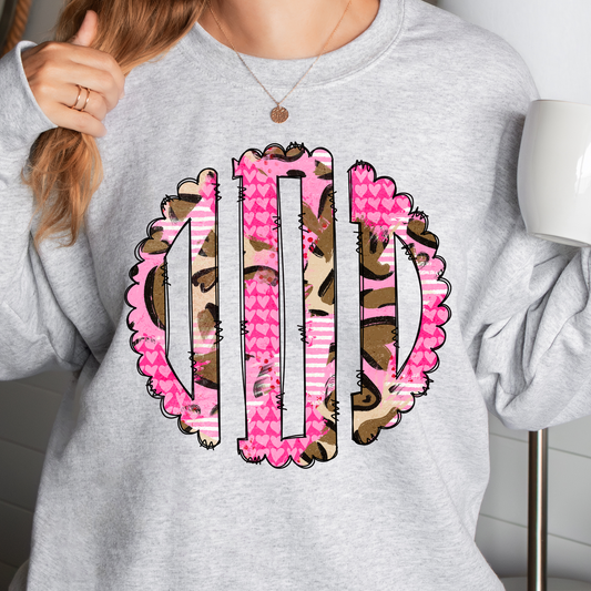 Pink Leopard Monogram DTF Transfer